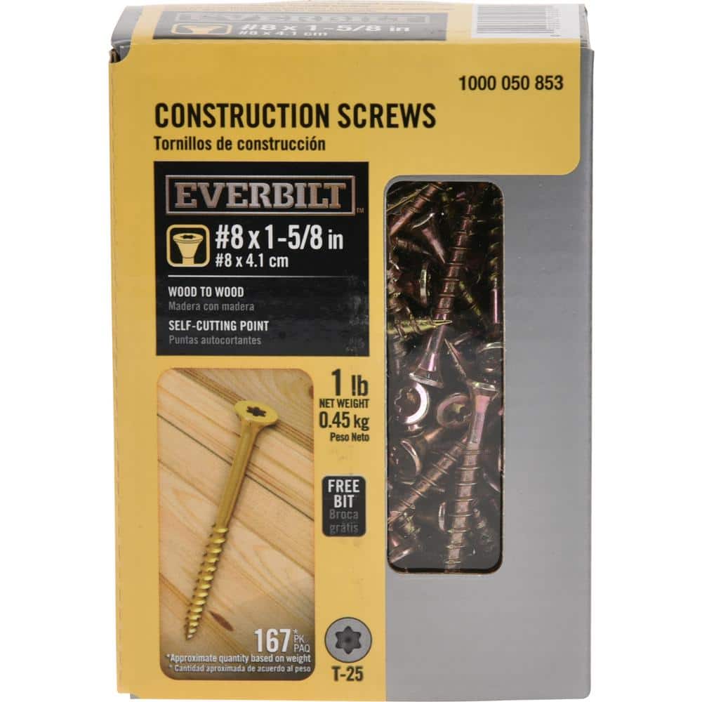 Everbilt 8 15/8 in. Star FlatHead Wood Screws (1 lb.Pack) 116001