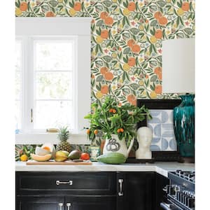 Ochre Clementine Garden Vinyl Matte Peel and Stick Wallpaper Roll