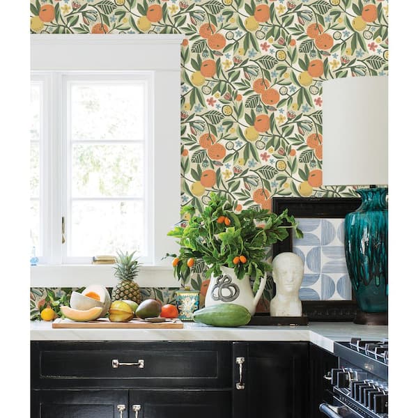 Ochre Clementine Garden Peel and Stick Wallpaper Sample