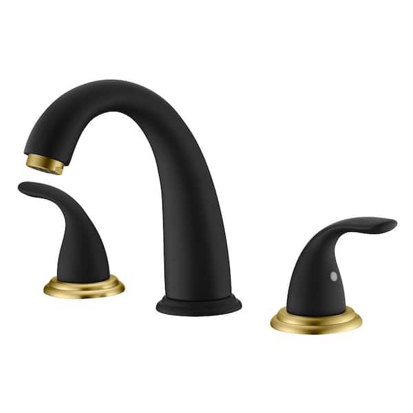 SUMERAIN Traditional Double-Handle Tub Deck Mount Roman Tub Faucet with Corrosion Resistant in Black and Gold