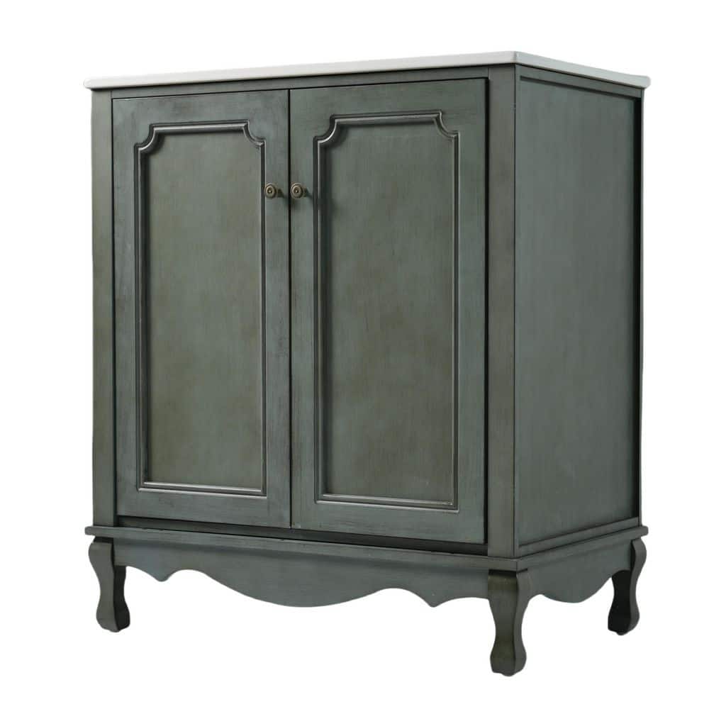 30 in. W Vintage Bathroom Decorative Cabinet with Sink Handles 2 Doors and Adjustable Shelves Antique Blue price history on PriceWatchPro
