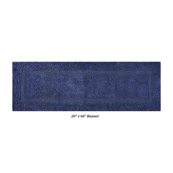 Better Trends Lux Collection 100% Cotton Reversible Tufted Bath Mat Rug - 20 x 60 Rectangle - Navy