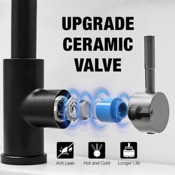 14.5 in. H Pull Down Sprayer Kitchen Faucet with 360° Spout Swivel in Black Stainless Steel