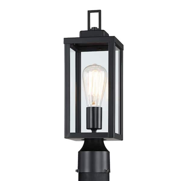 pasentel 20 in. Dusk to Dawn 2-Light Black Metal Hardwired Outdoor