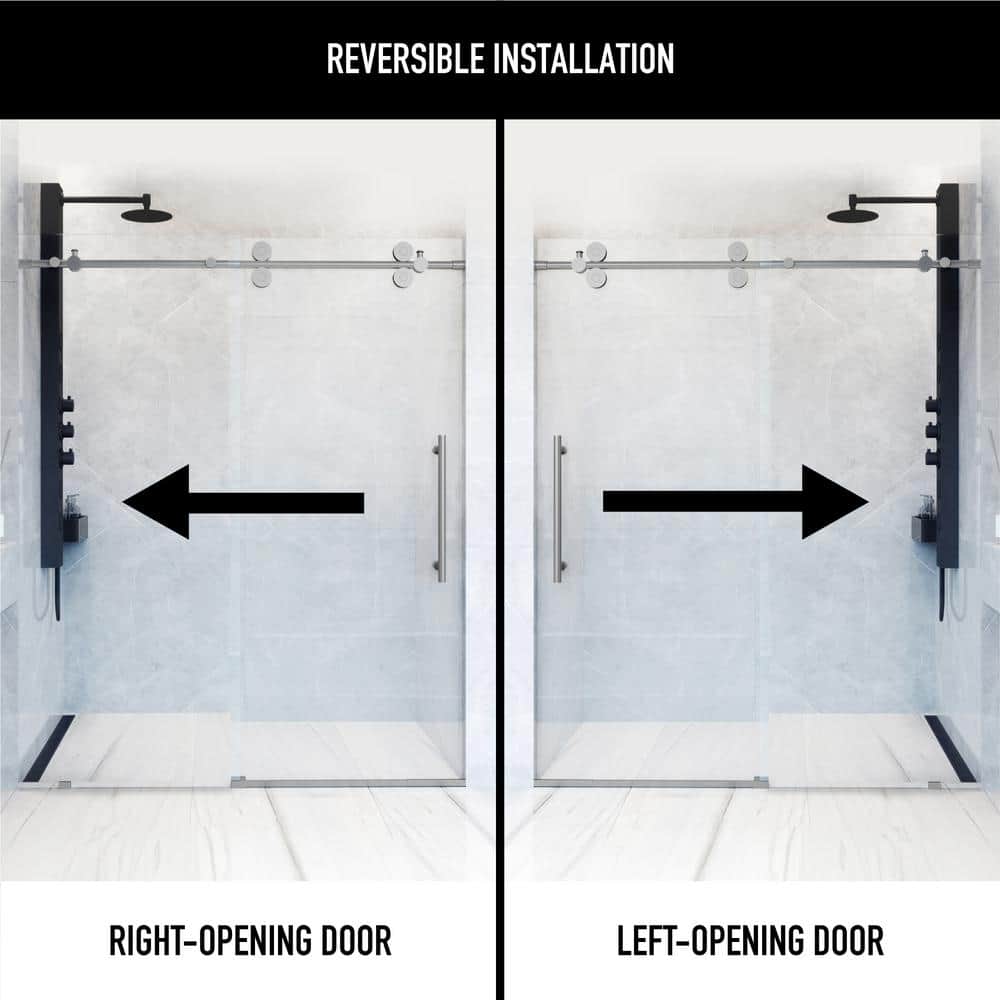 Elan 56-60" Frameless Sliding Shower Door with Stainless Steel Finish