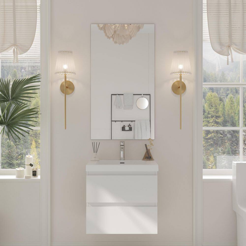 24 in. W Single Sink Floating Bath Vanity in Glossy White with White Solid Surface Sink Top price history on PriceWatchPro
