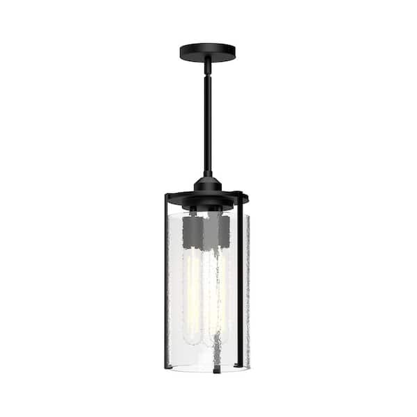 ALORA MOOD Belmont 5 in. 1 Light 60-Watt Clear Water Glass/Matte Black Pendant Light