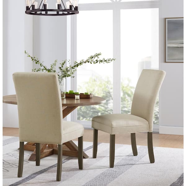 Alaterre Furniture Gwyn Cream Polyester, Upholstered Parsons Chairs Dining Room
