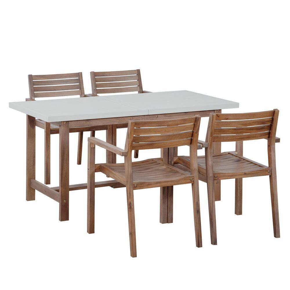 Natural Acacia Wood 5-Piece Rectangular Outdoor Dining Set for Patio Garden Poolside durable construction price history on PriceWatchPro