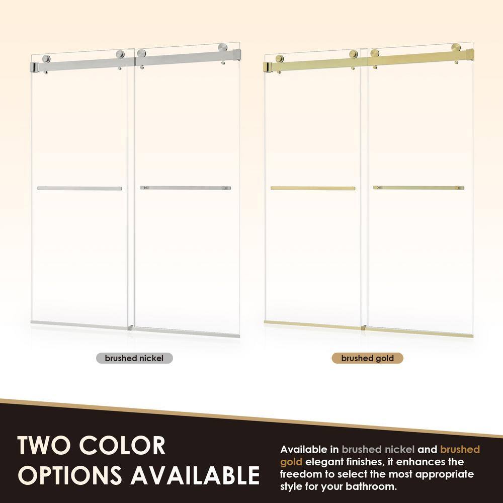 Bolani 60" Brushed Gold Frameless Glass Shower Door