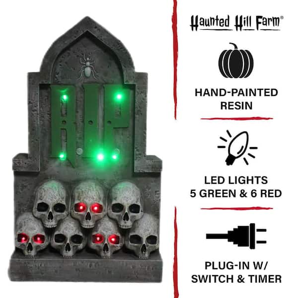 Haunted Hill Farm Motion-Activated Tombstone - 3.4 Ft Tall Halloween Prop With Lights & Sounds