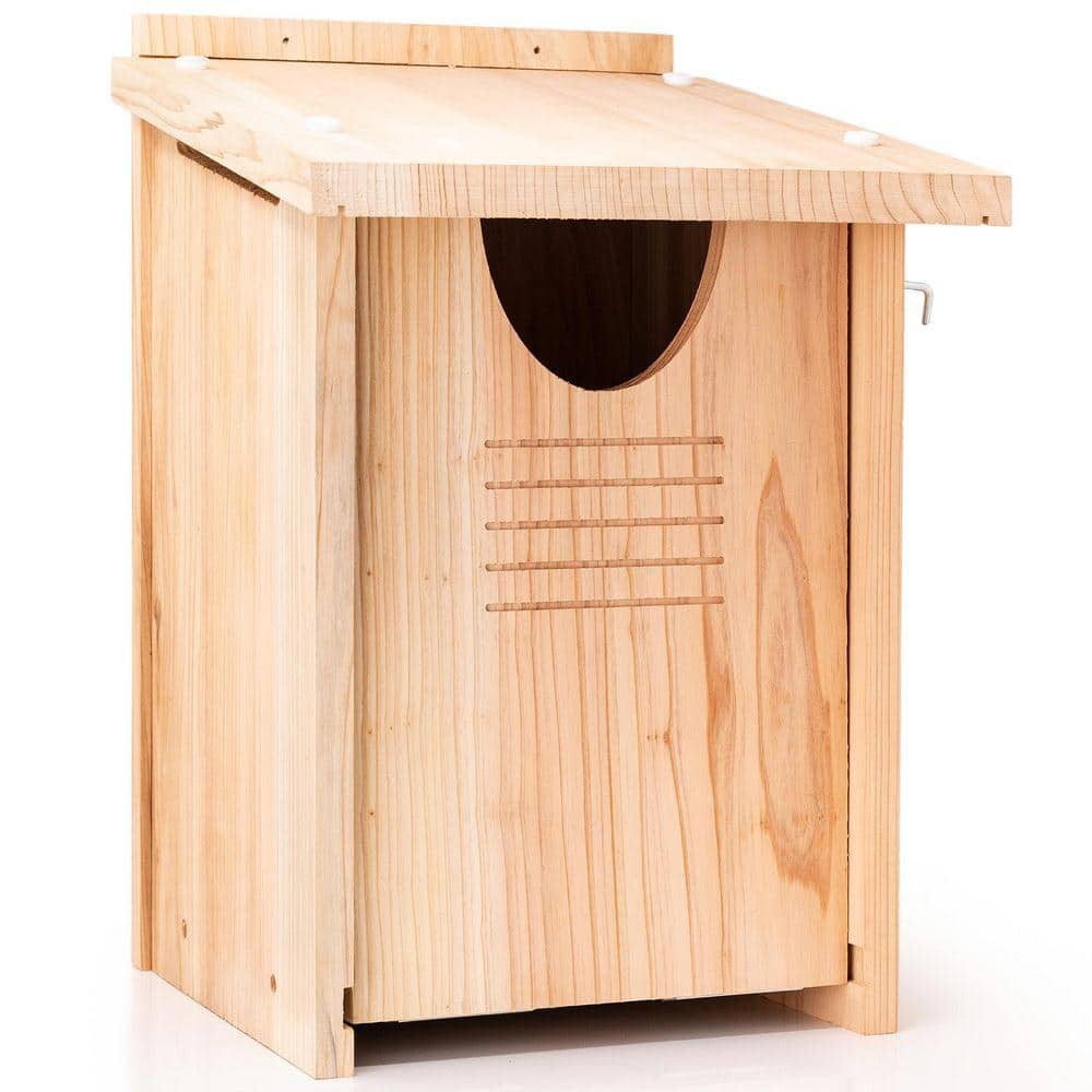MOEPISY 16 in. H Cedar Owl House Birdhouse, Weatherproof-A Nesting