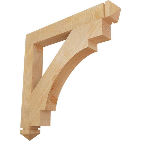 Ekena Millwork 4 in. x 32 in. x 32 in. Douglas Fir Merced Arts and Crafts Rough Sawn Bracket