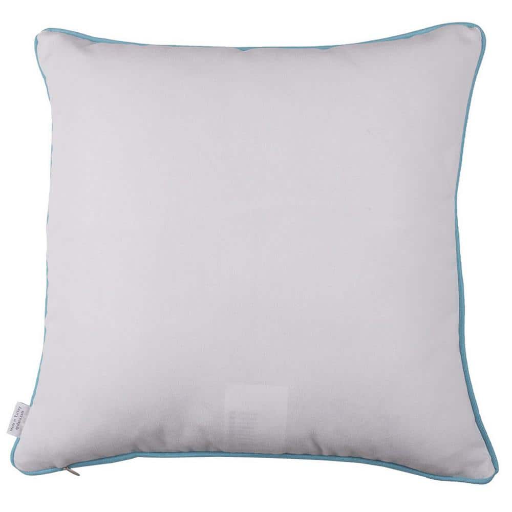 Marine Blue and White Polyester Euro Pillow Cover
