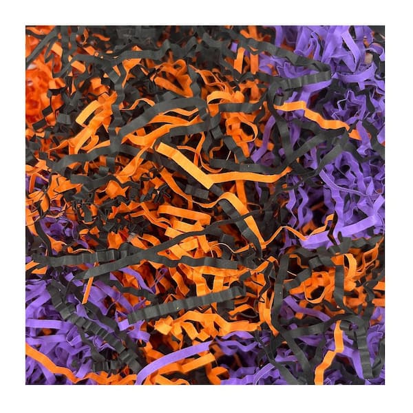 N/A 2 lb. Crinkle Cut Paper Shred Filler for Gift Wrapping Basket Fillers Halloween Christmas Decor Black Orange Purple