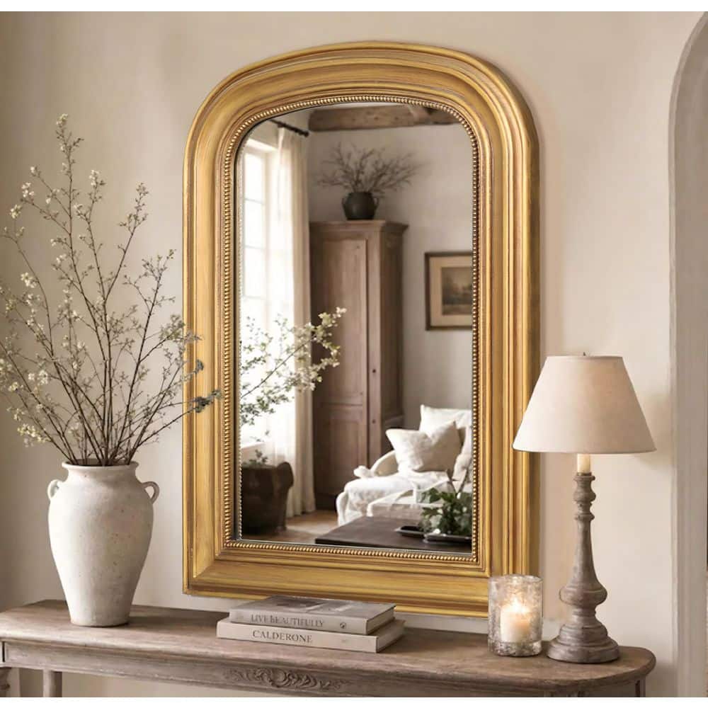 LuxHomez 23.6 in. W x 33.5 in. H Baroque Antique Brass Vintage