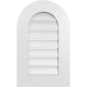 16 in. x 26 in. Round Top Surface Mount PVC Gable Vent: Functional with Standard Frame