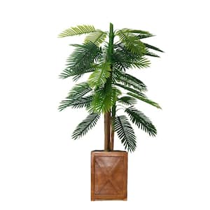 67 in. Artificial Real Touch Palm Tree in Fiberstone Planter