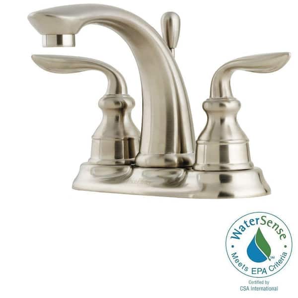 Pfister Avalon 4 in. Centerset 2-Handle High-Arc Bathroom Faucet in Brushed Nickel