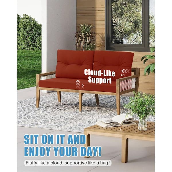 48 in. x 24 in. Burnt Orange Waterproof and UV-Resistant Olefin Outdoor Loveseat Cushion Set