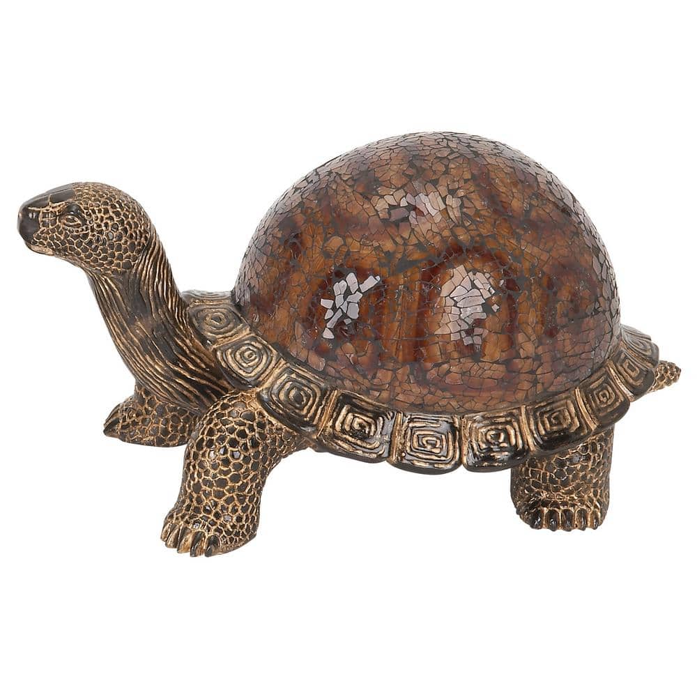 11  x 6  Brown Polystone Turtle Sculpture  by DecMode