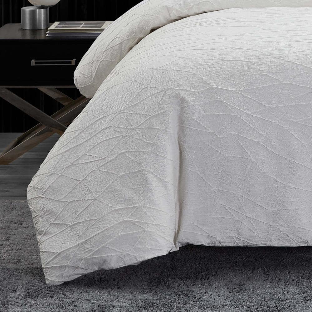 Queen White Cotton Reversible Abstract Comforter Set