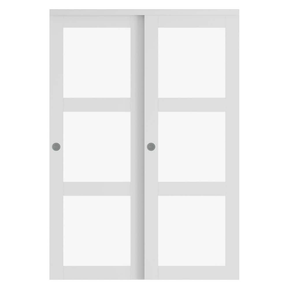 SOCBAZZAR 48 in. x78.58 in. 3-Lites Frosted Glass MDF Closet Sliding Door with Hardware Kit CD-G3B2-KIT25-WT - The Home Depot SOCBAZZAR 48 in. x78.58 in. 3-Lites Frosted Glass MDF Closet Sliding Door with Hardware Kit CD-G3B2-KIT25-WT - The Home Depot