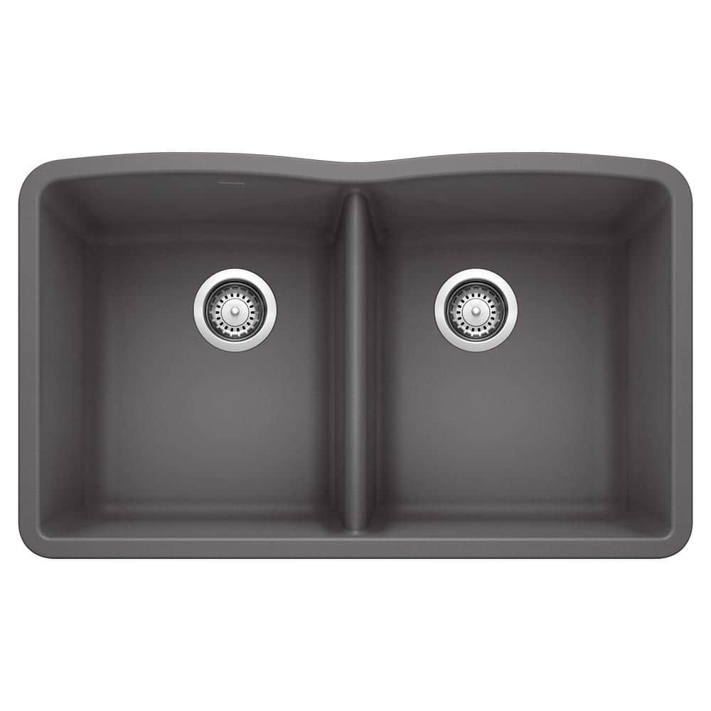 DIAMOND Undermount Granite Composite 32.06 in. 50/50 Double Bowl Kitchen Si
