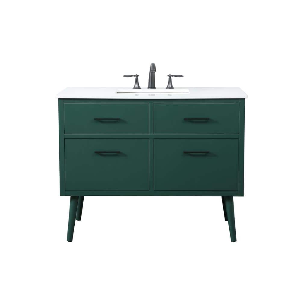 Simply Living 42 in. W x 22 in. D x 33.5 in. H Bath Vanity in Green with Iv