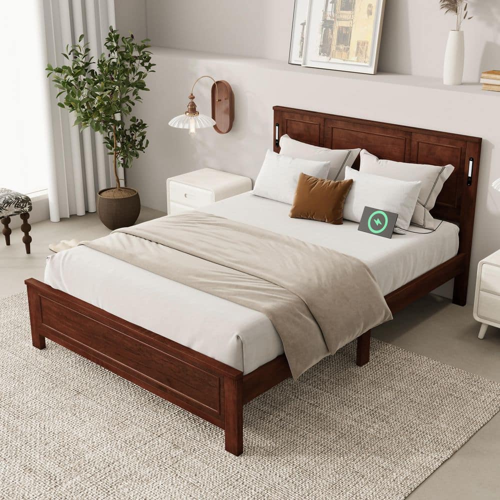 Noble House Nesta Brown Wood Frame Queen Size Platform Bed with
