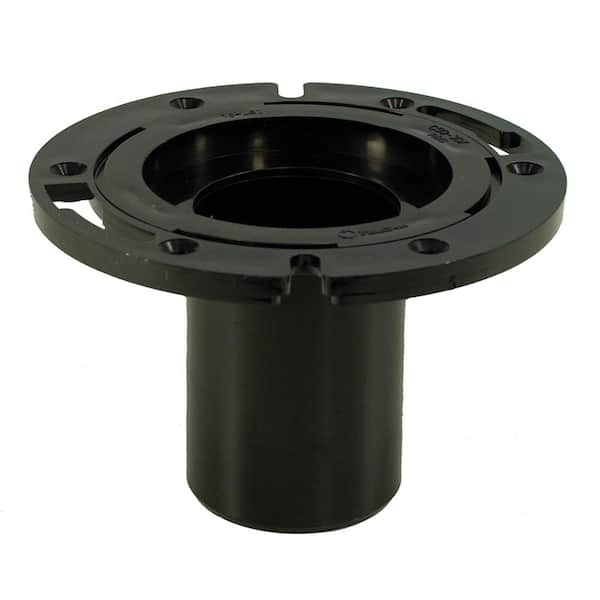 JONES STEPHENS 7 in. O.D. ABS Closet (Toilet) Flange with 4 in. Long Barrel and Plastic Adjustable Ring, Fits Inside 3 in. Sch. 40 Pipe