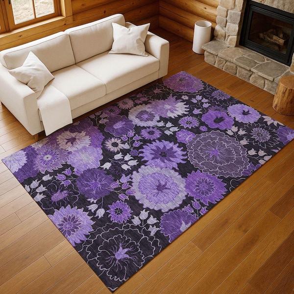 Chantille Machine Washable Indoor/Outdoor Abstract ACN2295 Purple 5 ft. x 7 ft. 6 in. Area Rug