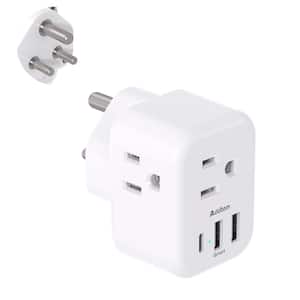 5 Amp. Grounded Plug Travel Adapter with 3 AC Outlets 3 USB Ports 1 USB C Type M Adapter for US to South Africa Botswana