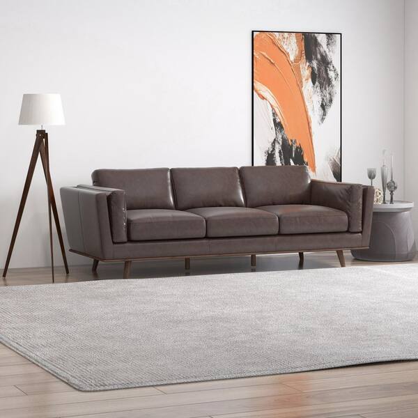 forbruge Tarmfunktion Necessities Ashcroft Imports Furniture Co. Austin 91 in. W Square Arm Genuine Leather  Mid Century Modern Rectangle Living Room Sofa in Brown ASH2762 - The Home  Depot