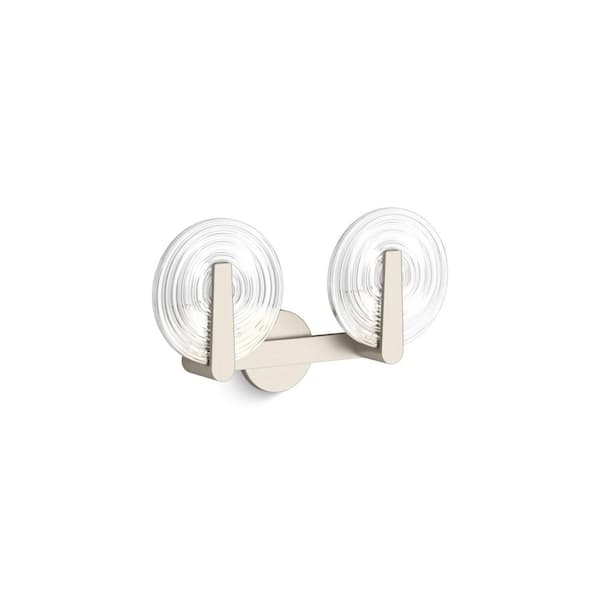 KOHLER Hint 2-Light Brushed Nickel Swirl Glass Wall Sconce