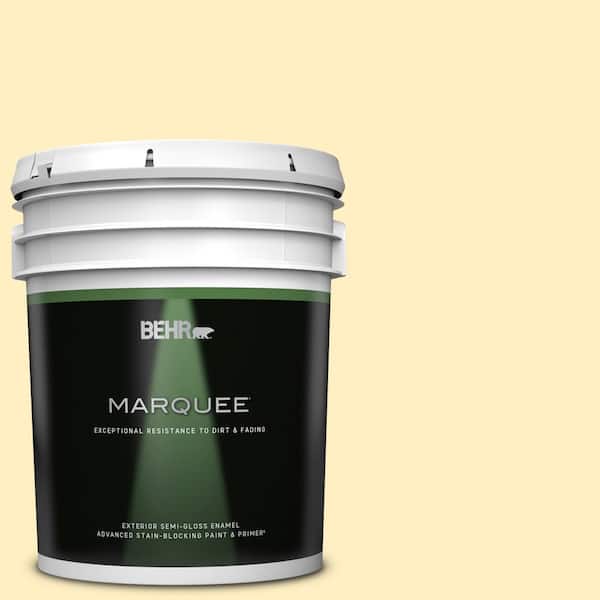 BEHR MARQUEE 5 gal. #380A-2 Moonlit Yellow Semi-Gloss Enamel Exterior Paint & Primer