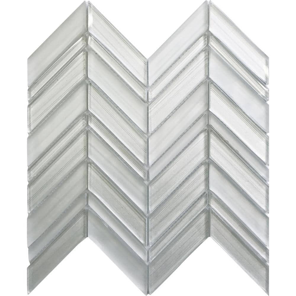 White 4 in. x 5 in. Chevron Polished and Honed Glass Mosaic Tile Sample (0.13 sq. ft./Piece) price history on PriceWatchPro
