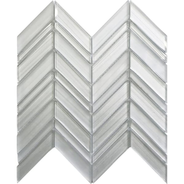 Apollo Tile White 4 in. x 5 in. Chevron Polished and Honed Glass Mosaic Tile Sample (0.13 sq. ft./Piece)