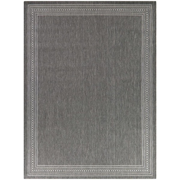 Hampton Bay Dark Gray 2 x 3 Border Indoor/Outdoor Area Rug