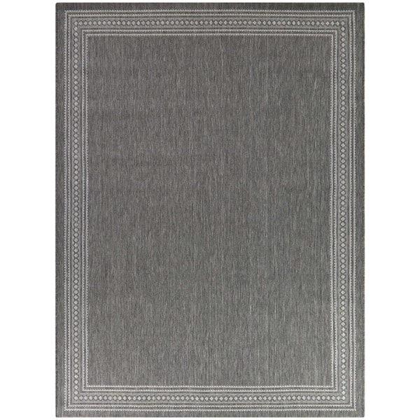 Dark Gray 9 x 12 Border Indoor/Outdoor Area Rug
