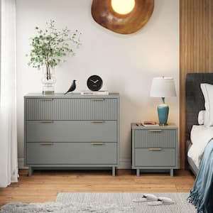 Granville Light Grey 2-Drawer 18.11 in. W Nightstand and 3-Drawer 37.8 in. W Standard Dresser (Set of 2)