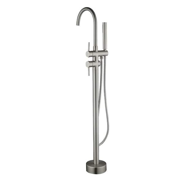 UKISHIRO Single-Handle Claw Foot Tub Faucet with Hand Shower in. Brushed Nickel
