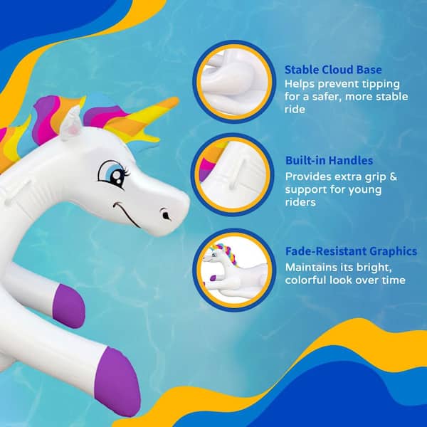 靉嘔 「Innner Rainbow - mare」あいおう インナーレインボー Blue Wave Cloud Rider Rainbow Unicorn Inflatable Ride-On