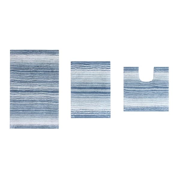 Home Weavers Inc Gradiation Bath Rug 3 PC Set - Blue