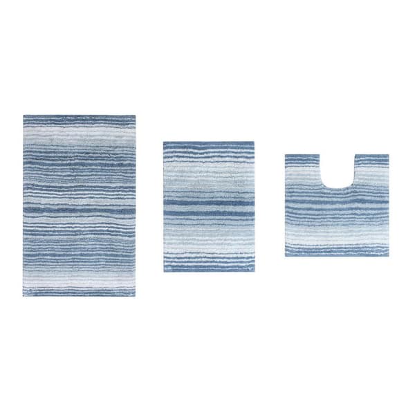 100% Cotton Gradiation Collection Machine Washable 3-Pcs Set with Contour, Blue