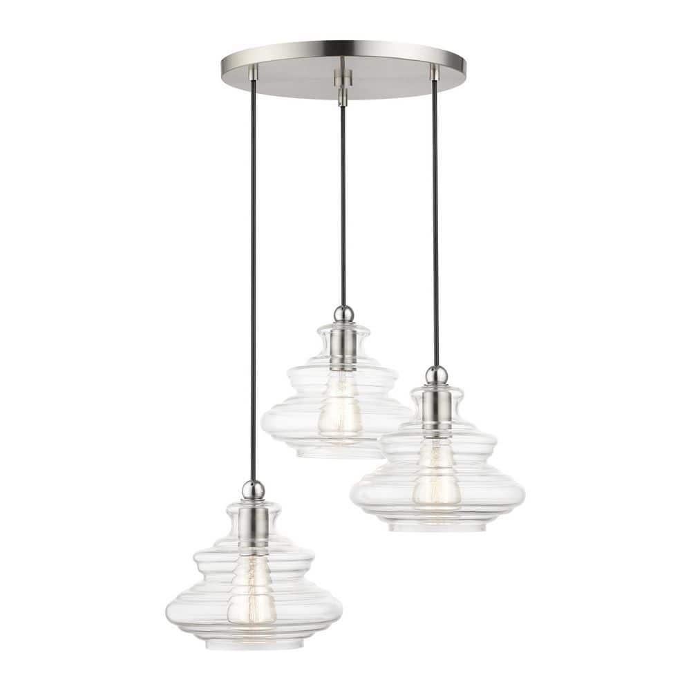 Fairbourne 3 Light Brushed Nickel Pendant Multi Head Chandelier for Kitchen Island with no bulbs included price history on PriceWatchPro