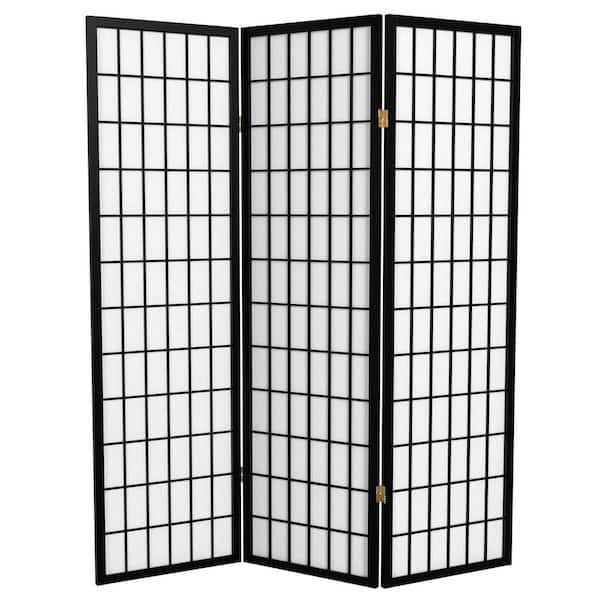 Oriental Furniture 5 ft. Black 3-Panel Room Divider