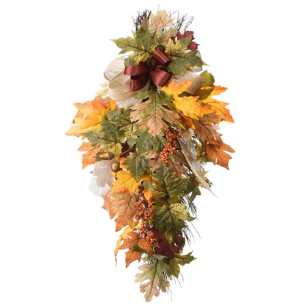 National Tree Company 30" Harvest Maple Leaves Teardrop Decor