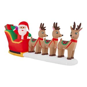 12 ft Santa in Sleigh With Reindeer  Holiday Inflatable