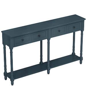 58 in. Antique Navy Standard Rectangle Wood Console Table
